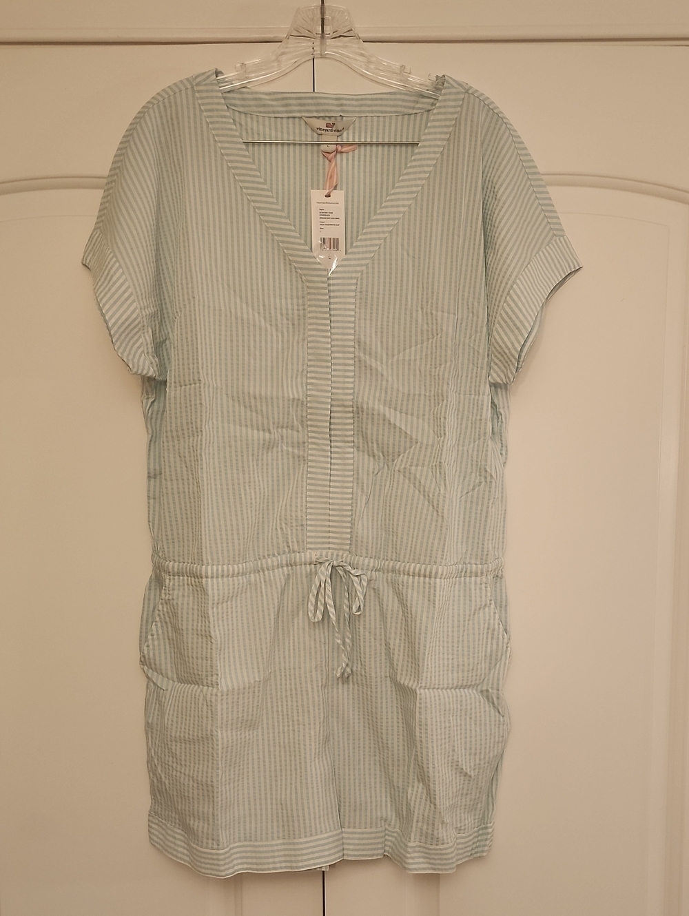 Vineyard Vines Seafoam & White Striped Tunic with Drawstring